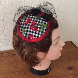 Retro plaid cherry fascinator